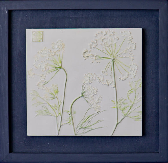 'Framed Hand Painted Queen Anne's Lace Botanical Cast' by Botanical Art By Diane