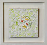 'Framed Hand Painted Hummingbird and Ivy Cast' by Botanical Art By Diane