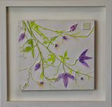 'Framed Hand-painted Clematis Tile' by Botanical Art By Diane