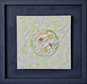 'Framed Hand Painted Hummingbird and Ivy Cast' by Botanical Art By Diane